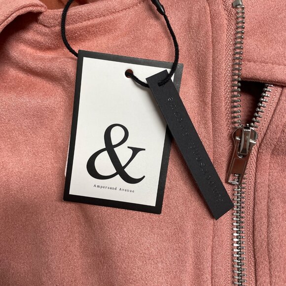 AMPERSAND AVENUE MOTO JACKET PINK ROSE WOMENS XL VEGAN SUEDE ZIP CLASSIC NWT - Picture 4 of 10